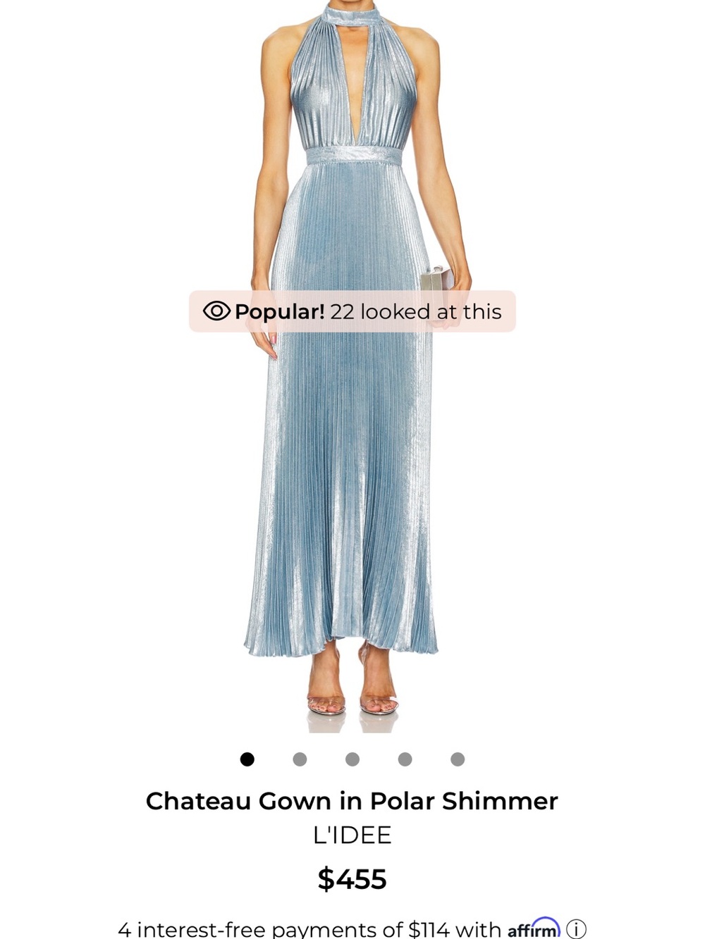 L'IDEE Polar Shimmer Maxi Gown in Light Silver Blue